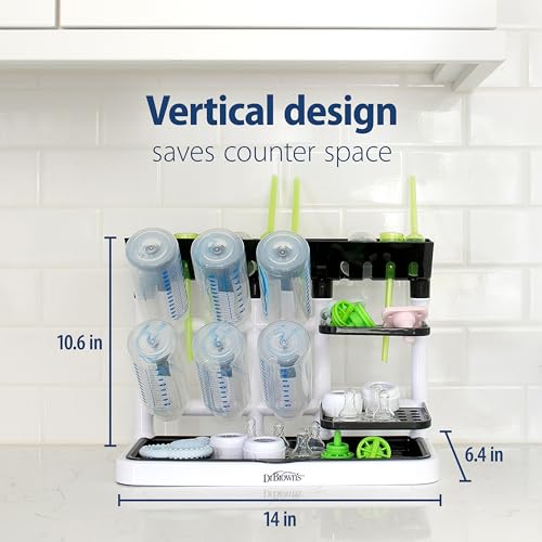 Dr. Brown's Drying Tower, Stand-Up Drying Rack, Countertop Baby Bottle Drying with Organized Storage for Baby Essentials, Space Saving Vertical Rack - Image 4