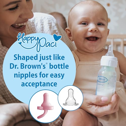 Dr. Brown's HappyPaci 100% Silicone Baby Pacifier, Contoured One-Piece Design, Light Pink/Pink/White, 0-6m, BPA-Free, 3-Pack - Image 4