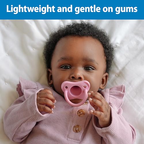 Dr. Brown's HappyPaci 100% Silicone Baby Pacifier, Contoured One-Piece Design, Light Pink/Pink/White, 0-6m, BPA-Free, 3-Pack - Image 5