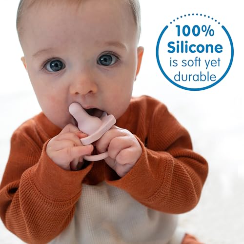 Dr. Brown's HappyPaci 100% Silicone Baby Pacifier, Contoured One-Piece Design, Light Pink/Pink/White, 0-6m, BPA-Free, 3-Pack - Image 7