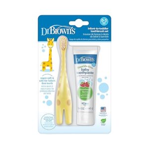 Dr. Brown’s Infant-to-Toddler Toothbrush, Giraffe & Strawberry Toothpaste Set