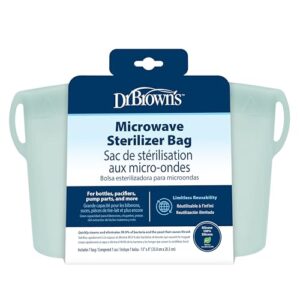 Dr. Brown’s Microwave Steam Sterilizer Bag for Baby Bottles, Breast Pump Parts & Other Toddler Accessories, 100% Silicone, Reusable Sterilizing Bag