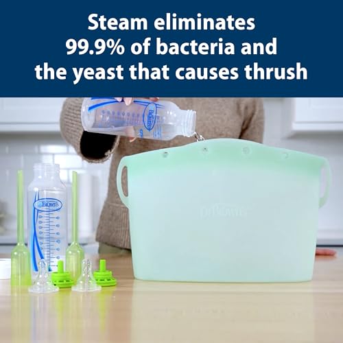 Dr. Brown's Microwave Steam Sterilizer Bag for Baby Bottles, Breast Pump Parts & Other Toddler Accessories, 100% Silicone, Reusable Sterilizing Bag - Image 7