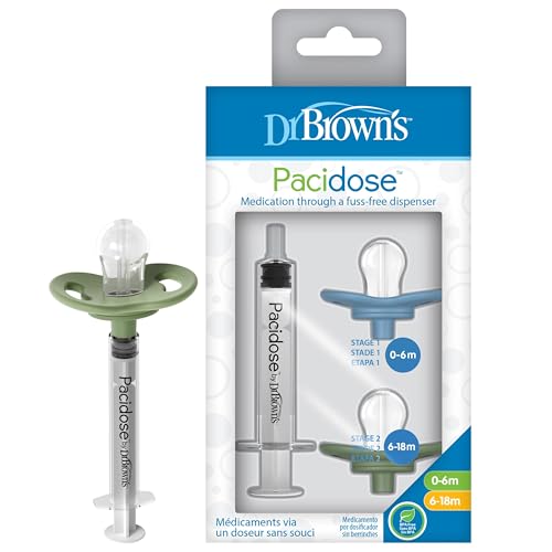 Dr. Brown's Pacidose Liquid Medicine Dispenser for Babies and Toddlers, Oral Syringe and Two Bulb Sizes, 0-6 m and 6-18 m, BPA-Free