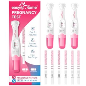 Easy@Home 9 Count Pregnancy Tests: 3 Early Detection Pregnancy Sticks & 6 Reliable Precise Pregnancy Test Strips – Instant Readings in Minutes | 9 Counts