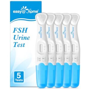 Easy@Home FSH Test Kit for Women – at-Home Hormone & Cycle Tracking with Premom App | Midstream Urine Test for Female Hormone Tracking | Reliable & Quick Results | 5 Tests