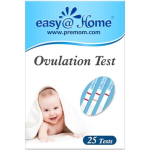 Easy@Home Ovulation Test Strips, 25 Pack Fertility Tests, Ovulation Predictor Kit, Powered by Premom Ovulation Predictor iOS and Android App, 25 LH Strips