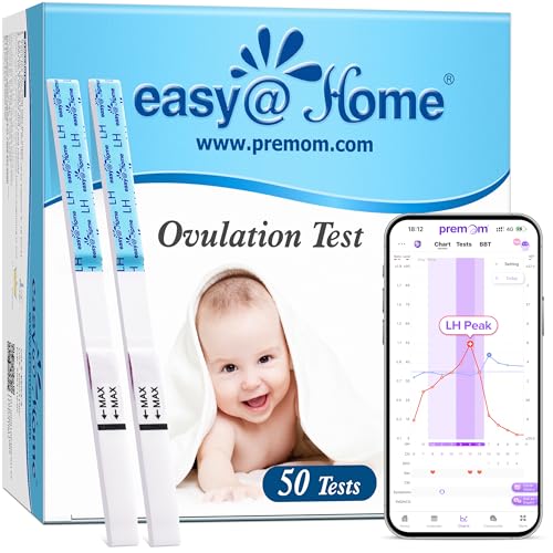 Easy@Home Ovulation Test Strips (50-Pack), FSA Eligible Ovulation Predictor Kit, Powered by Premom Ovulation Calculator iOS and Android APP, 50 LH Tests - Image 2