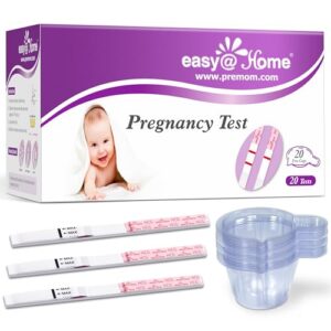 Easy@Home Pregnancy Test Strips: 20 Bulk with Large Urine Cups – Fast Results, at-Home Fertility Testing – Pruebas de Embarazo