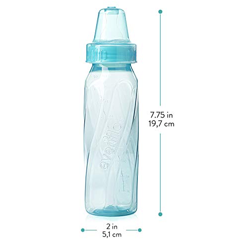 Evenflo Feeding Classic Tinted Plastic Standard Neck Bottles for Baby, Infant and Newborn, Pink/Lavender/Teal, 8 Oz, 12 Bottles - Image 4