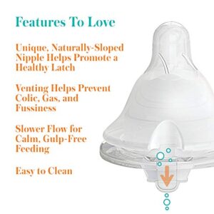Evenflo Feeding Balance + Wide Neck BPA-Free Silicone Medium Flow Baby Bottle Nipple – 3 Months+, 6ct