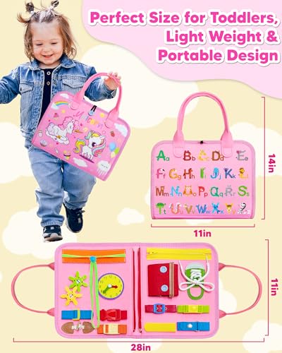 Exorany Busy Board Montessori Toys for Toddler Girl Birthday Gifts, Busy Book Sensory Learning Toys for Toddlers, Toddler Girl Airplane Car Travel Toy Educational Activities - Image 3