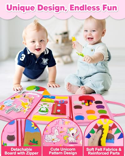 Exorany Busy Board Montessori Toys for Toddler Girl Birthday Gifts, Busy Book Sensory Learning Toys for Toddlers, Toddler Girl Airplane Car Travel Toy Educational Activities - Image 6