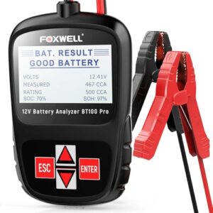 FOXWELL BT100 Pro Car Battery Tester, 12V Battery Load Tester, 100-1100CCA Automotive Digital Battery Analyzer for Car Truck Motorcycle SUV Boat Marine RV & Pickup