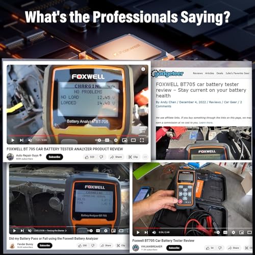 FOXWELL BT705 Car Battery Tester 24V 12V, Professional Automotive 100-2000CCA Battery Load Tester, Digital Cranking Charging System Alternator Analyzer for Heavy Duty Truck Boat Marine Shop Mechanic - Image 7