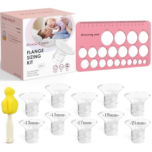 Flange Sizing Kit 3 in 1 with 10PCS Flange Inserts 13/15/17/19/21mm, Silicone Flanges Insert Kit for 24mm Flange/Shield, Pumping Essentials Kit for Moms - Image 2