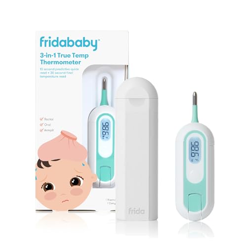 Frida Baby 3-in-1 Rectal, Underarm & Oral Thermometer for Kids, Digital Baby Thermometer for Infants, Toddlers, & Kids, Quick & Accurate Temperature Check, Includes Carrying Case for Storage