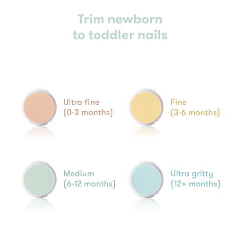 Frida Baby Electric Nail Buffer | Safe + Easy Baby Nail File, Baby Nail Clippers + Nail Trimmer Kit for Newborn, Toddler, Children's Fingernails/Toenails, 4 Buffer Pads, LED Light, Storage Case, White - Image 6