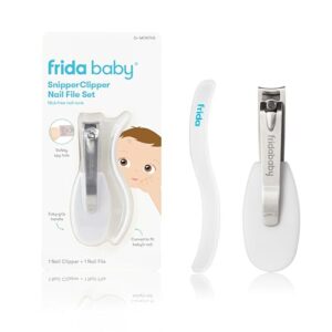 Frida Baby NailFrida Baby Nail Clippers & Nail File & Buffer for Newborns and Up, Safety Spyhole, Nickel Free, Curved Clipper to Fit Babies Nails