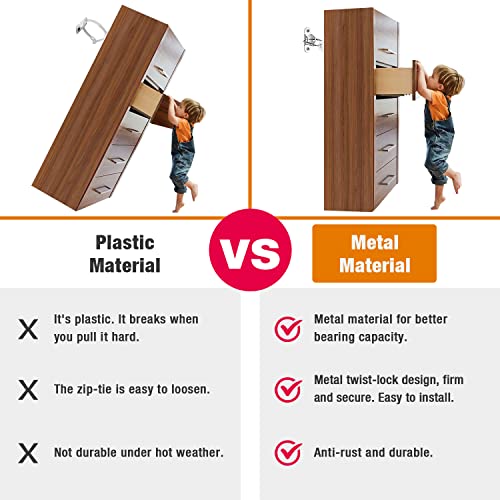 Furniture Anchors (10 Packs) Anti Tip Furniture Anchors for Baby Proofing, Furniture Wall Anchor Earthquake Straps for Furniture Dresser Wall Safety Anchor Furniture Fasteners to Wall, White - Image 6