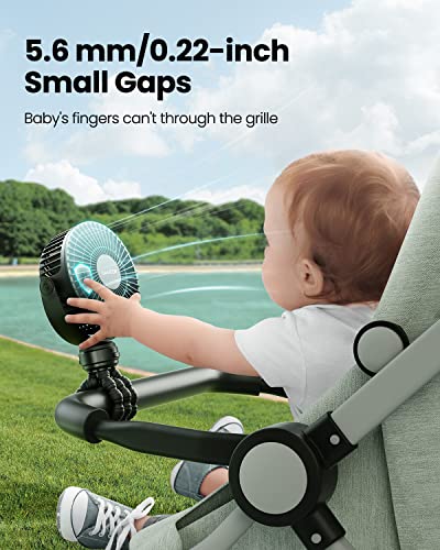 Gaiatop Mini Portable Stroller Fan, Battery Operated Small Clip on, Detachable 3 Speed Rechargeable, 360° Rotate Flexible Tripod Better Cooling for Car Seat Crib Treadmill Travel Black - Image 4