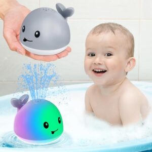 Gigilli Bath Toys for Kids Ages 1-3, Baby Bath Toys 1 2 3 Year Boy Girl Valentines Gifts for Babies 6-12-18 Months, Light Up Whale Bath Toy Sprinkler Toddler Birthday Bathtub Fountain Pool Water Toy