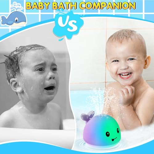 Gigilli Bath Toys for Kids Ages 1-3, Baby Bath Toys 1 2 3 Year Boy Girl Valentines Gifts for Babies 6-12-18 Months, Light Up Whale Bath Toy Sprinkler Toddler Birthday Bathtub Fountain Pool Water Toy - Image 7