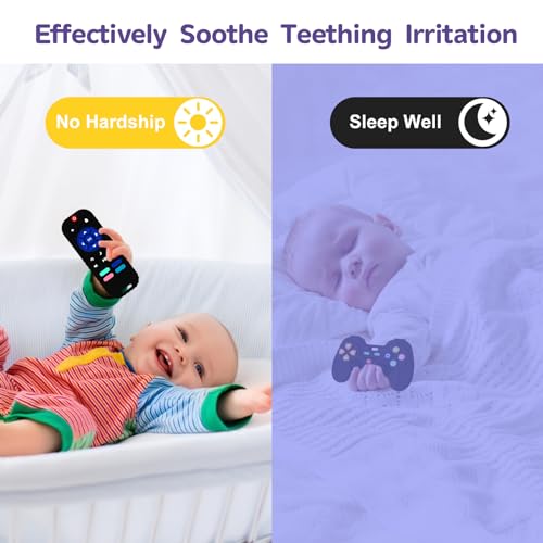 Hooku 2 Pack Silicone Teething Toys for Babies 0-6 Months, Teethers for Babies 6-12 Months, Remote Teether for Baby, Sensory Toys for Babies, Baby Chew Toys KLW8808 - Image 5