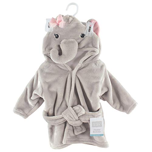 Hudson Baby Unisex Baby Plush Animal Face Bathrobe, Pretty Elephant, 0-9 Months - Image 3