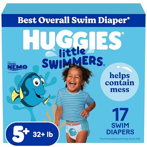 Huggies Little Swimmers Disposable Swim Diapers, Size 5-6 (32+ lbs), 17 Ct