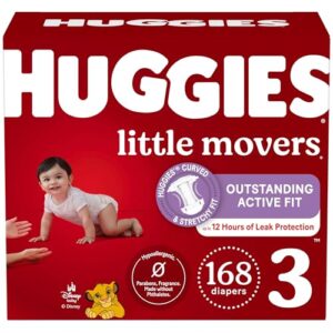Huggies Size 3 Diapers, Little Movers Baby Diapers, Size 3 (16-28 lbs), 168 Count (6 Packs of 28), Packaging May Vary