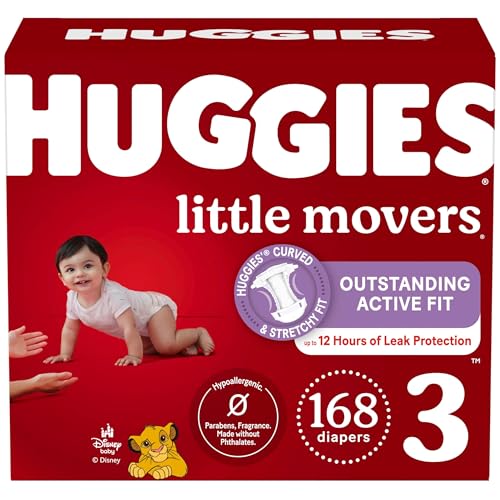 Huggies Size 3 Diapers, Little Movers Baby Diapers, Size 3 (16-28 lbs), 168 Count (6 Packs of 28), Packaging May Vary - Image 2
