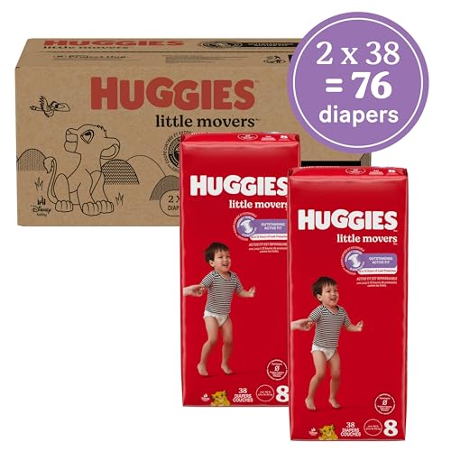 Huggies Size 8 Diapers, Little Movers Baby Diapers, Size 8 (46+ lbs), 76 Count (2 Packs of 38), Packaging May Vary - Image 3
