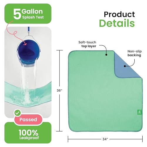 IMPROVIA® Incontinence Bed Pads Washable Waterproof mattress protector - 4 Pack - 34" x 36" Reusable hospital bed, crib Underpads Bedwetting Pee Pads for Adults, Kids, Elderly, Dogs, baby+post partum - Image 3