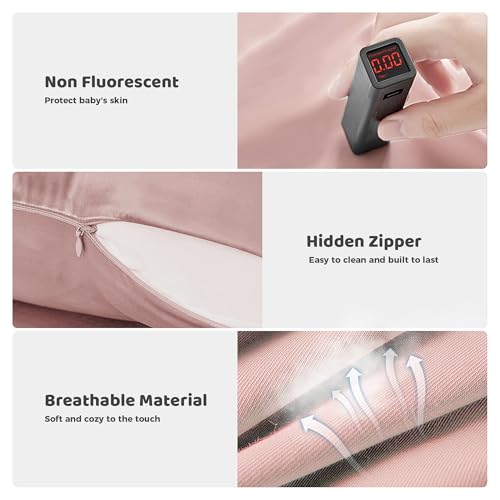 Infant Support Cushion - Baby Support Cushion for Newborn, 0-24 Months, Portable Tummy Time Mat for Home and Travel, Soft Cotton, Supervised Use, Baby Essentials Gift, Pink (Cover Included) - Image 7