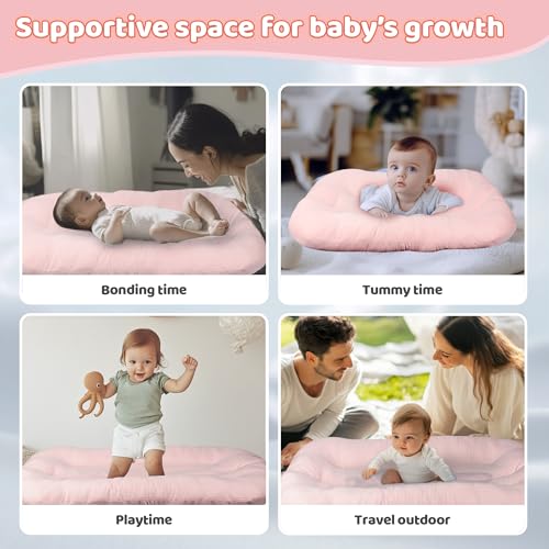 Infant Support Cushion - Baby Support Cushion for Newborn, 0-24 Months, Portable Tummy Time Mat for Home and Travel, Soft Cotton, Supervised Use, Baby Essentials Gift, Pink (Cover Included) - Image 8