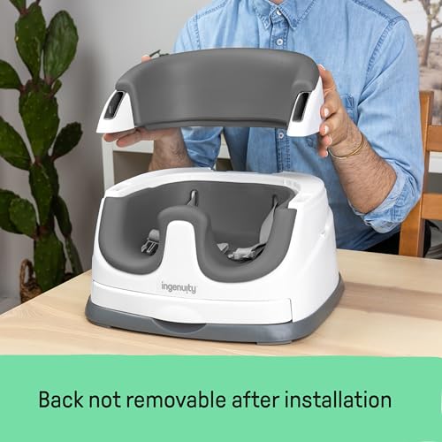Ingenuity Baby Base 2-in-1 Booster Feeding and Floor Seat with Self-Storing Tray - Slate - Image 7