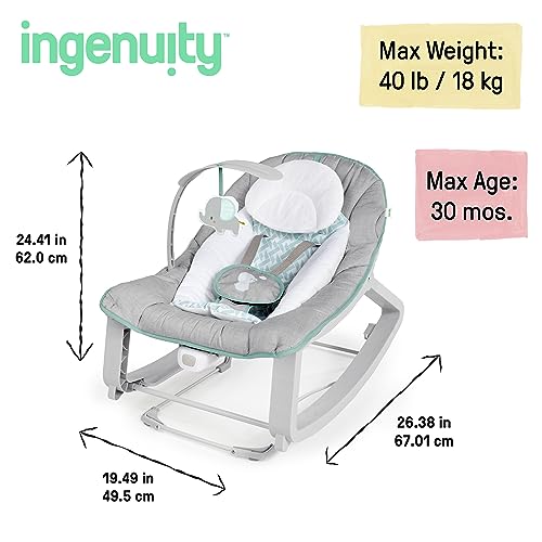 Ingenuity Keep Cozy 3-in-1 Grow with Me Vibrating Baby Bouncer, Seat & Infant to Toddler Rocker, Vibrations & -Toy Bar, 0-30 Months Up to 40 lbs (Weaver) - Image 4