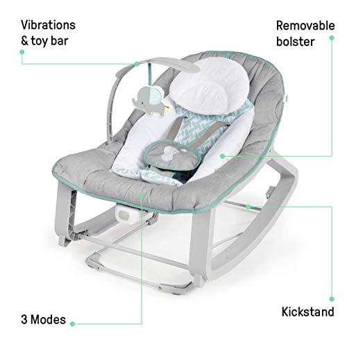 Ingenuity Keep Cozy 3-in-1 Grow with Me Vibrating Baby Bouncer, Seat & Infant to Toddler Rocker, Vibrations & -Toy Bar, 0-30 Months Up to 40 lbs (Weaver) - Image 6