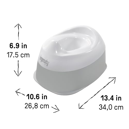 Ingenuity Ready Set Go Potty Training Toilet, Removable Bowl, Non-Skid Bottom, Wide Stable Base, Age 18 Months & Up, White & Grey - Image 4