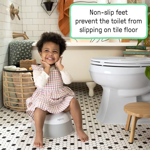 Ingenuity Ready Set Go Potty Training Toilet, Removable Bowl, Non-Skid Bottom, Wide Stable Base, Age 18 Months & Up, White & Grey - Image 7