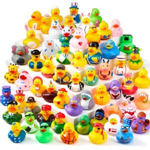 JOYIN 30 Pcs Rubber Ducks, Random Assortment Ducks Bulk with Mesh Carry Bag, Mini Rubber Duckies for Baby Bath Toys, Kids Toddler Summer Pool Toys Birthday Gifts Party Favors
