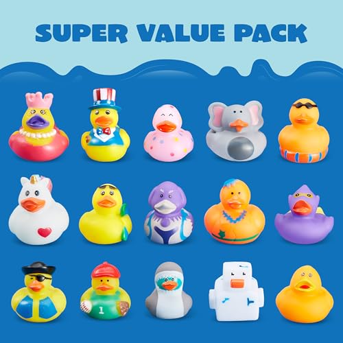 JOYIN 30 Pcs Rubber Ducks, Random Assortment Ducks Bulk with Mesh Carry Bag, Mini Rubber Duckies for Baby Bath Toys, Kids Toddler Summer Pool Toys Birthday Gifts Party Favors - Image 7