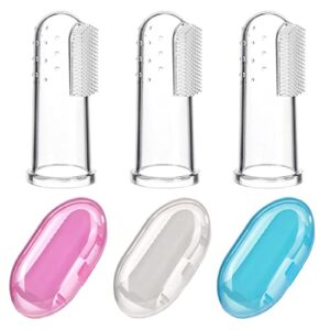 Jochebed Baby Finger Toothbrush for Training Teething – Infant & Toddles & Lids Teeth Brush Soft Babies Toothbrushes Oral Cleaning Massager to Train Your Child Healthy Oral Habits -3 PCS