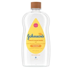 Johnson’s Baby Oil, Mineral Oil Enriched with Shea & Cocoa Butter to Prevent Moisture Loss, Hypoallergenic, 20 fl. oz