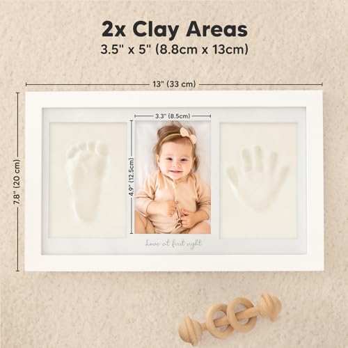KeaBabies Baby Hand and Footprint Kit - Clay Handprint Keepsake Frame, Newborn Nursery Picture Frame, Personalized New Mom Gifts for Baby First Christmas Shower (Alpine White) - Image 3