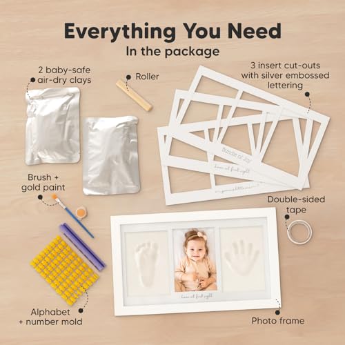 KeaBabies Baby Hand and Footprint Kit - Clay Handprint Keepsake Frame, Newborn Nursery Picture Frame, Personalized New Mom Gifts for Baby First Christmas Shower (Alpine White) - Image 4
