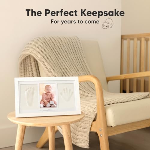 KeaBabies Baby Hand and Footprint Kit - Clay Handprint Keepsake Frame, Newborn Nursery Picture Frame, Personalized New Mom Gifts for Baby First Christmas Shower (Alpine White) - Image 5