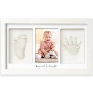 KeaBabies Baby Hand and Footprint Kit – Clay Handprint Keepsake Frame, Newborn Nursery Picture Frame, Personalized New Mom Gifts for Baby First Christmas Shower (Alpine White)
