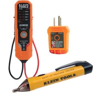 Klein Tools 80077 Voltage Test Kit, Electronic AC/DC Tester, GFCI Outlet Tester and Non-Contact Test Pen, 3-Piece